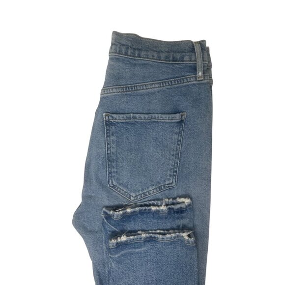Agolde Riley Long Straight Leg Jeans Size 27 In Cove Wash Faded Denim Distressed - Picture 7 of 15